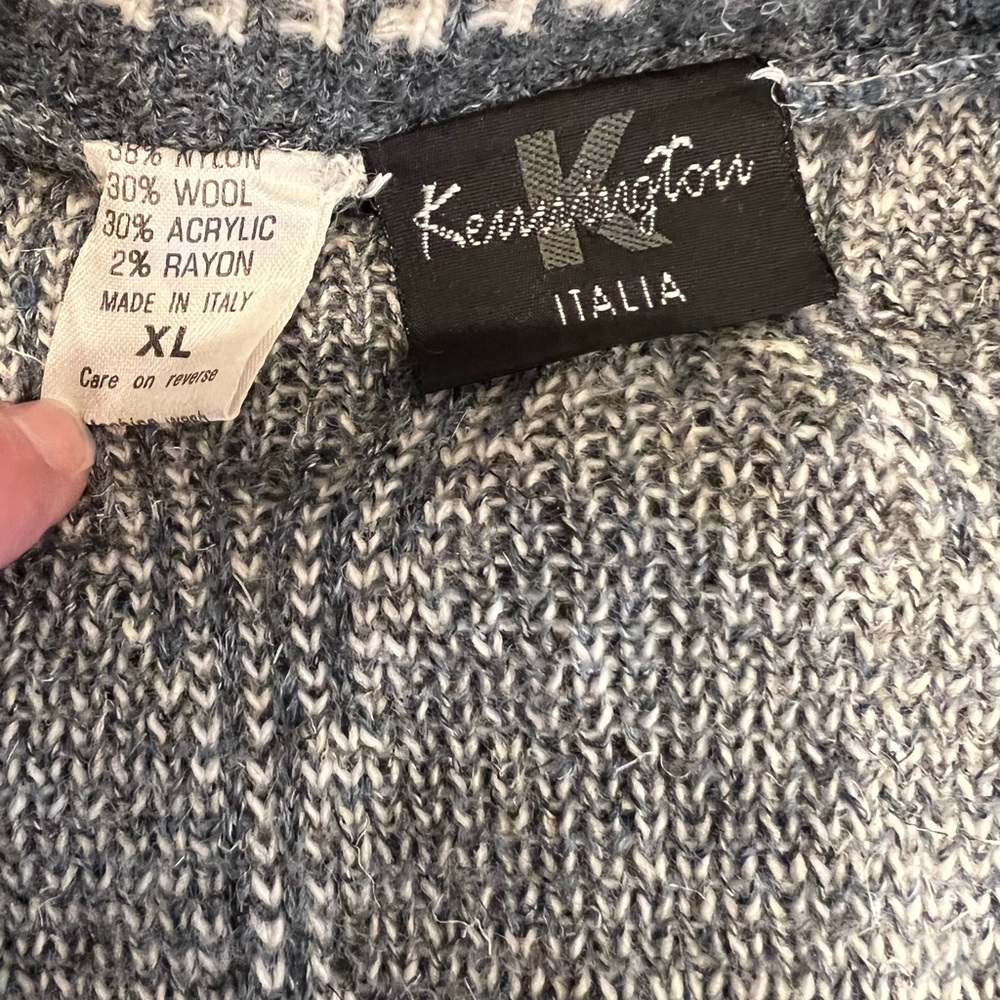 Vintage Patterned Cardigan, Kensington Brand, Made in Italy, V-Neck - Picture 9 of 9